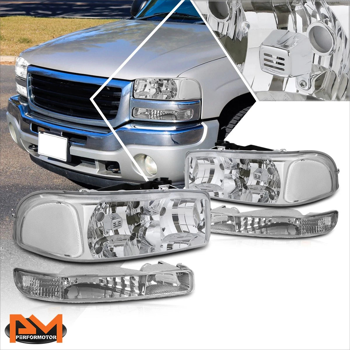 Set of 2 Chrome Side Step Nerf Bars for Silverado/Sierra Crew Cab (2007–2019)