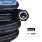 6AN Nylon Braided E85 PTFE Fuel Line Kit with 10 Fittings & Clamp - 20ft