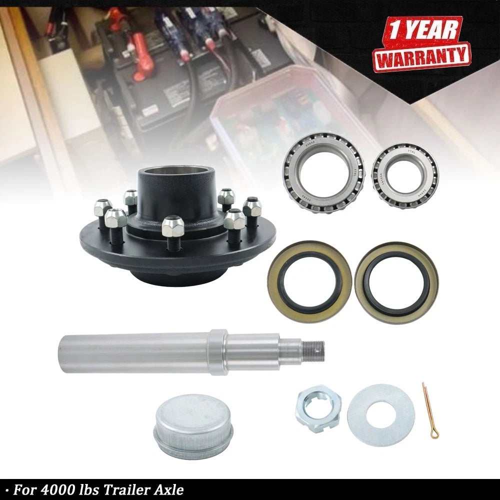 Trailer Hub Kit for 4000 lbs Trailer Axle (8 on 6.5" Circle)