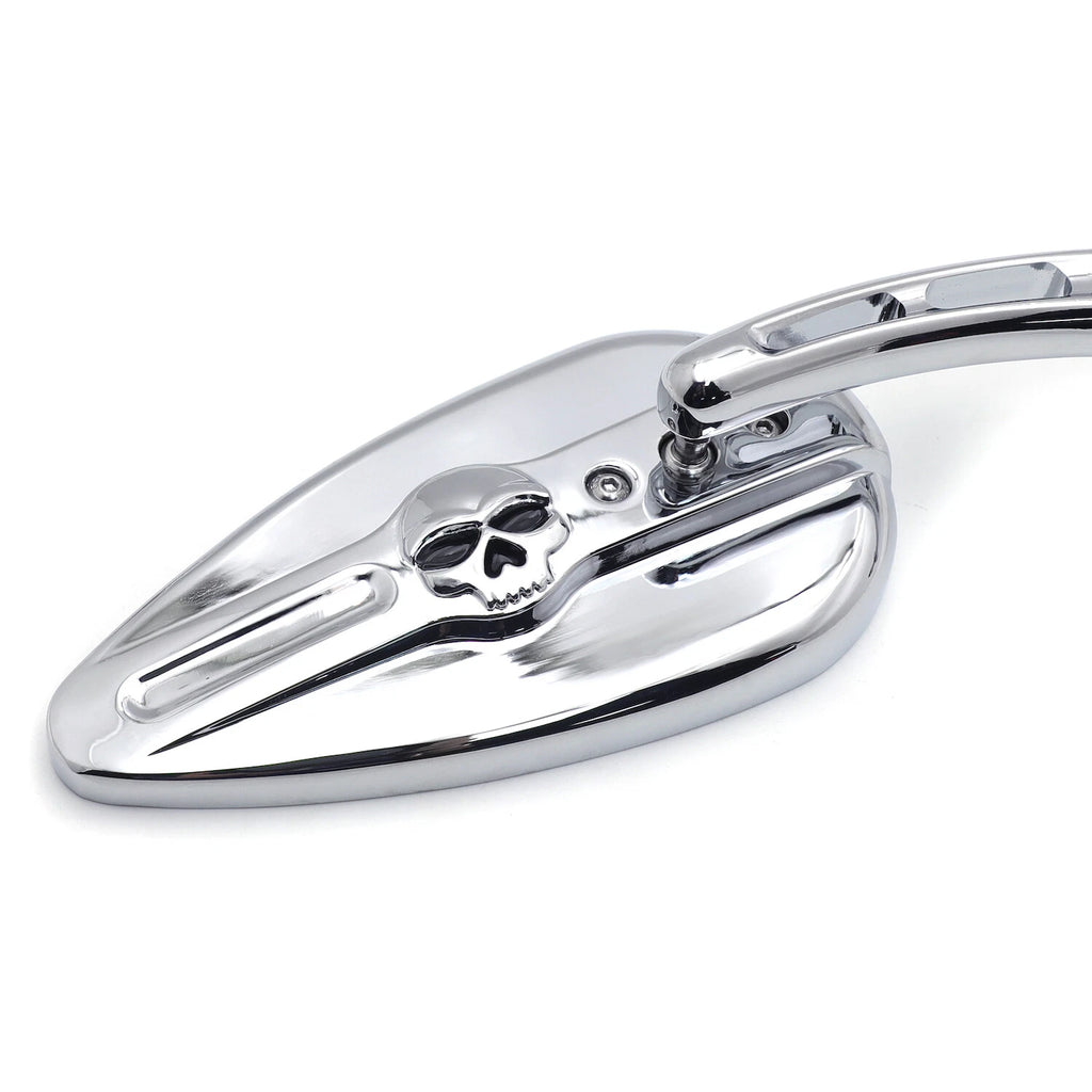 Chrome Skull Side Mirrors for Harley Softail (2014–2023)