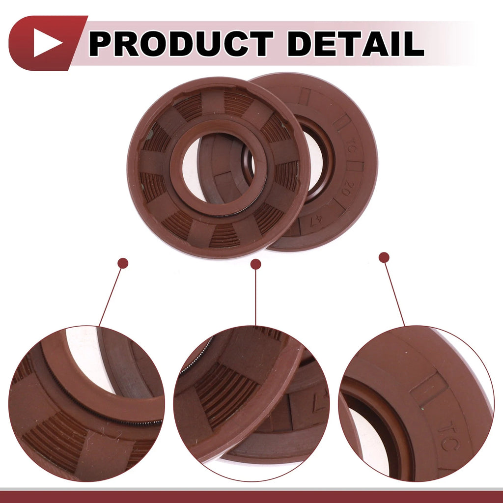 Set of 2 Oil Seal Rotary Shaft Seal FKM Rubber 20x47x7mm