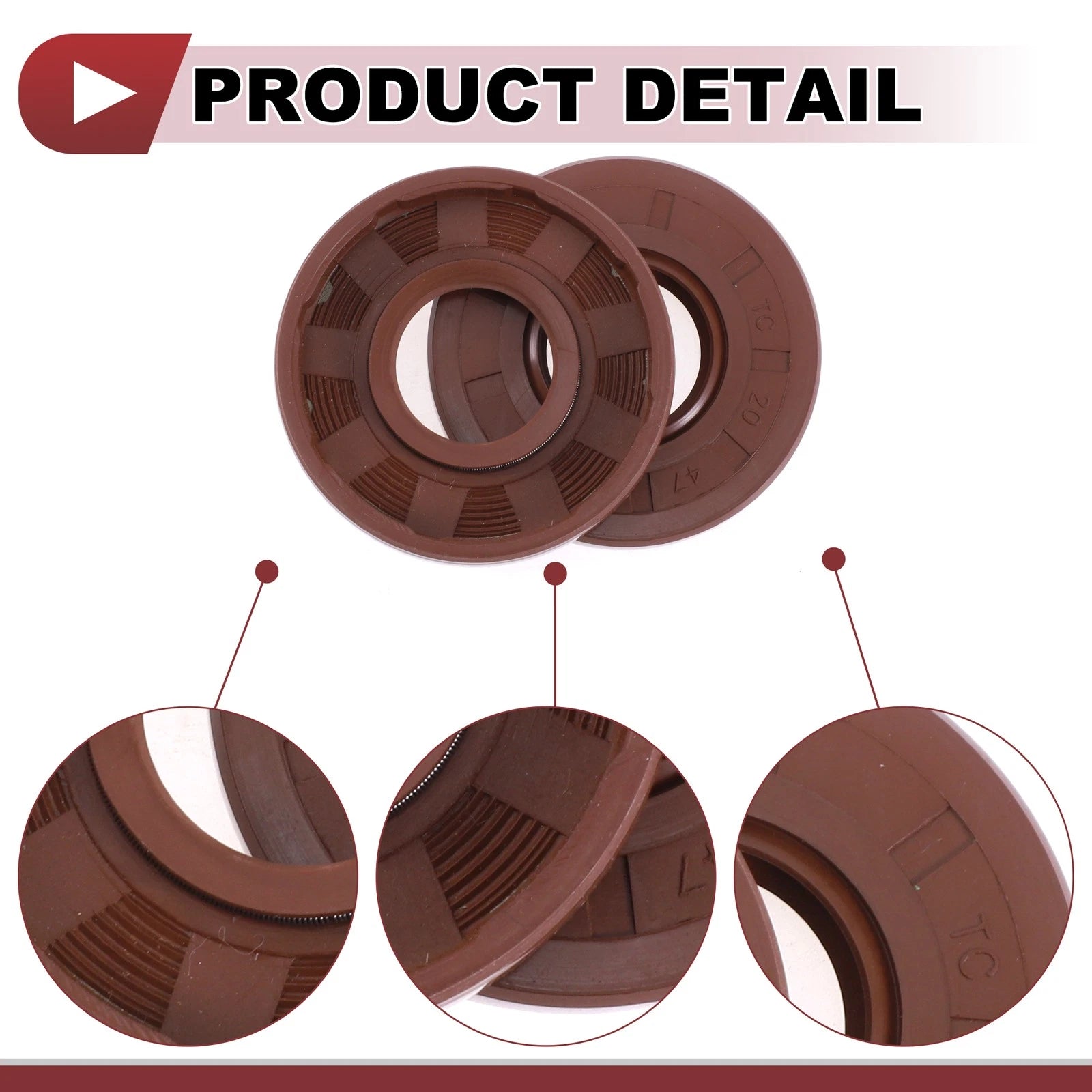Set of 2 Oil Seal Rotary Shaft Seal FKM Rubber 20x47x7mm