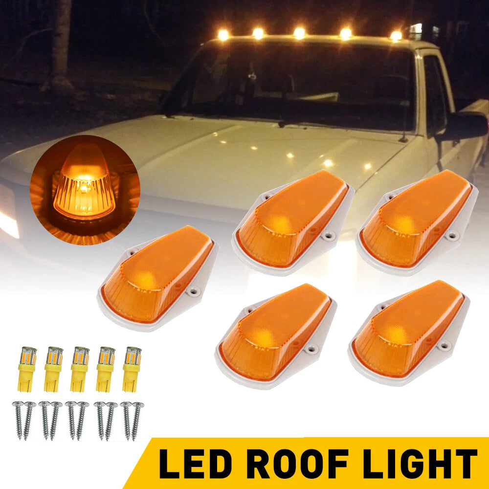 Set of 5 Amber Cab Roof Light Marker Covers for Ford F Super Duty (1973–1997)