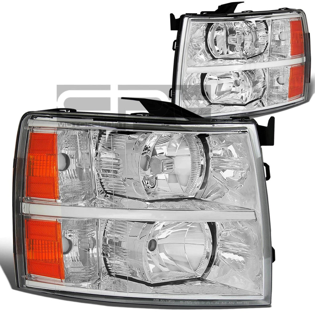 Chrome Housing Headlight, Amber Turn Signal, LED Fog Light Set for Silverado (2007–2013)