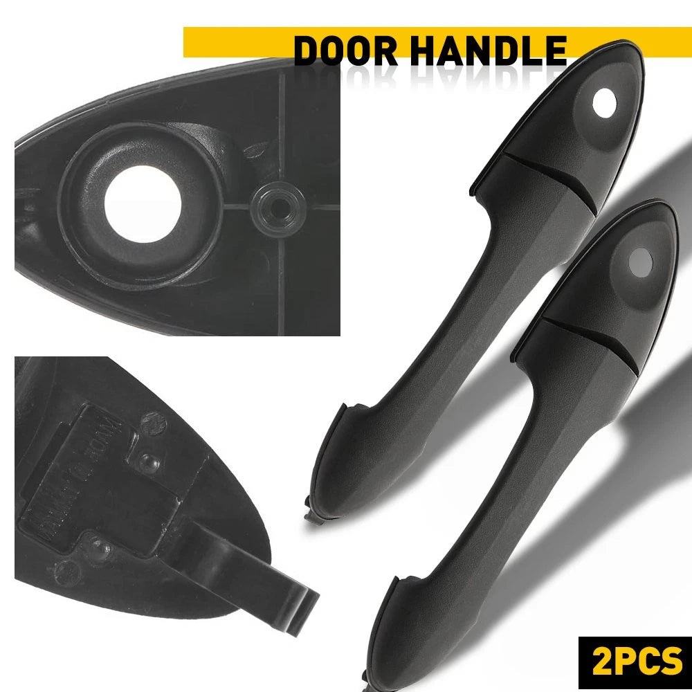 Door Handle Set of 2 for Ford Focus (2000–2007) w/Keyhole Smooth Black
