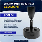 RV LED Reading Light for Universal Use (12V) - Touch Dimmer, USB-C, Black