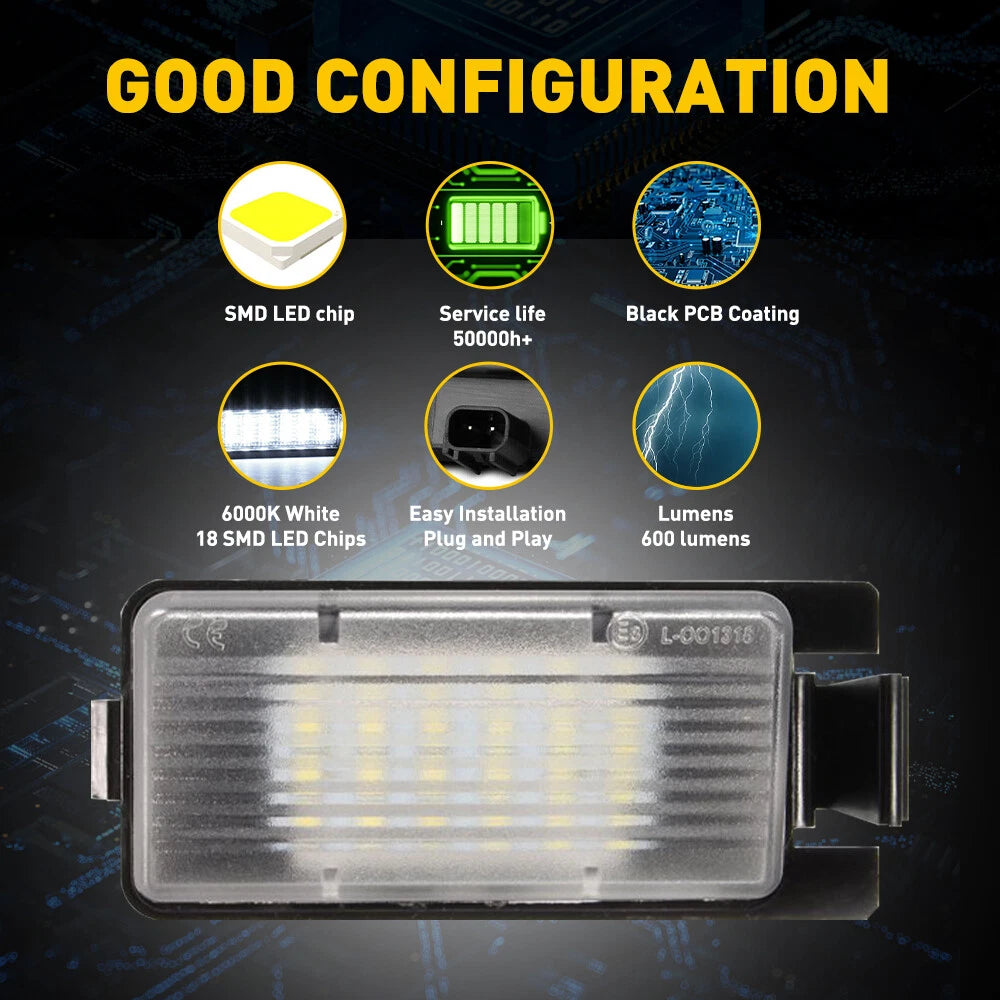 2X White LED License Plate Light for Nissan 350Z 370Z GTR G35 G37 (2003–2020)