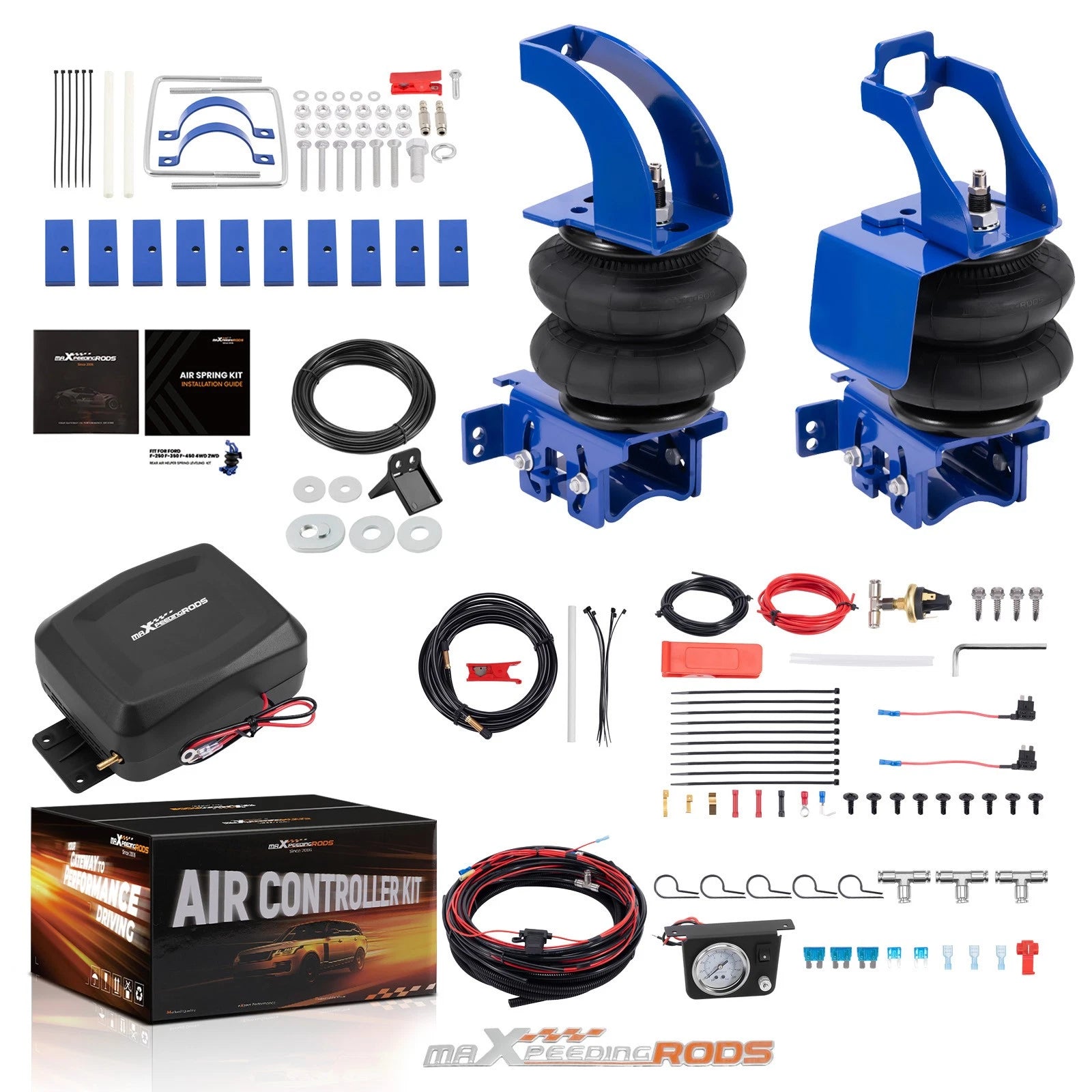 Air Spring Bags + Compressor Kit & Sensor for Ford F-250 Super Duty (2011–2016)