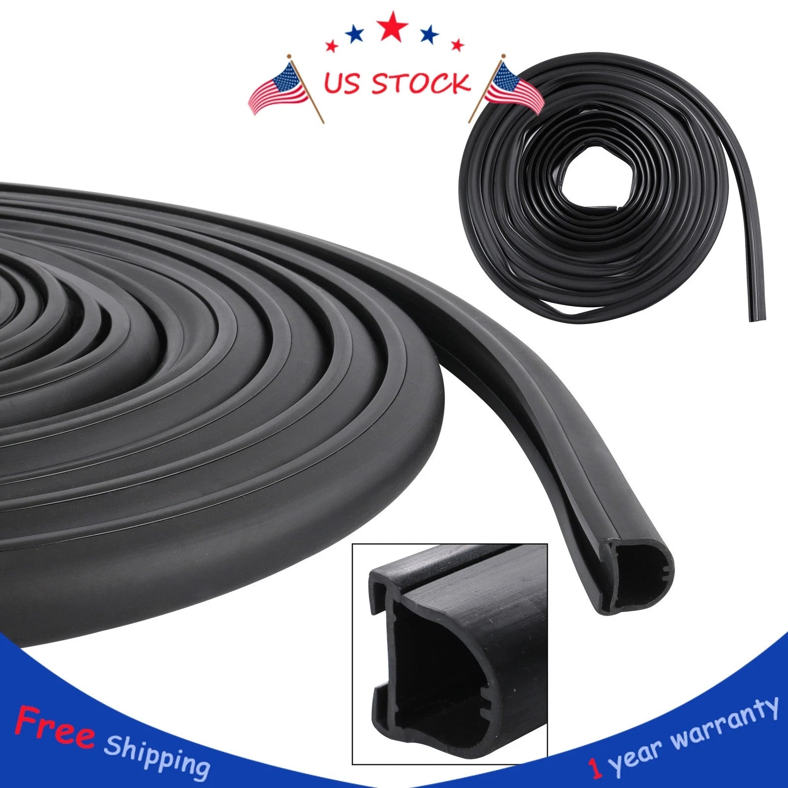 Rubber D Seal for RV Slide Out System (1" X 15/16" X 35')