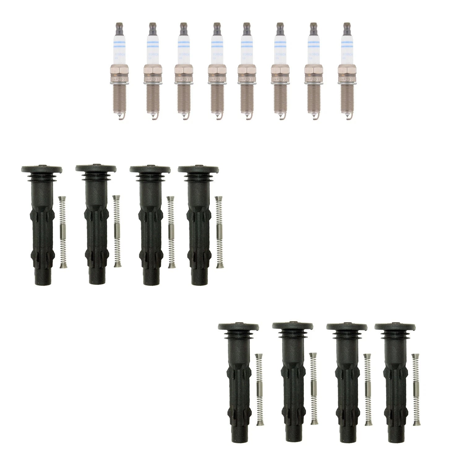 Set of 8 Double Platinum Spark Plugs & NGK Coil Boots for G550 E550 (2000–2006)