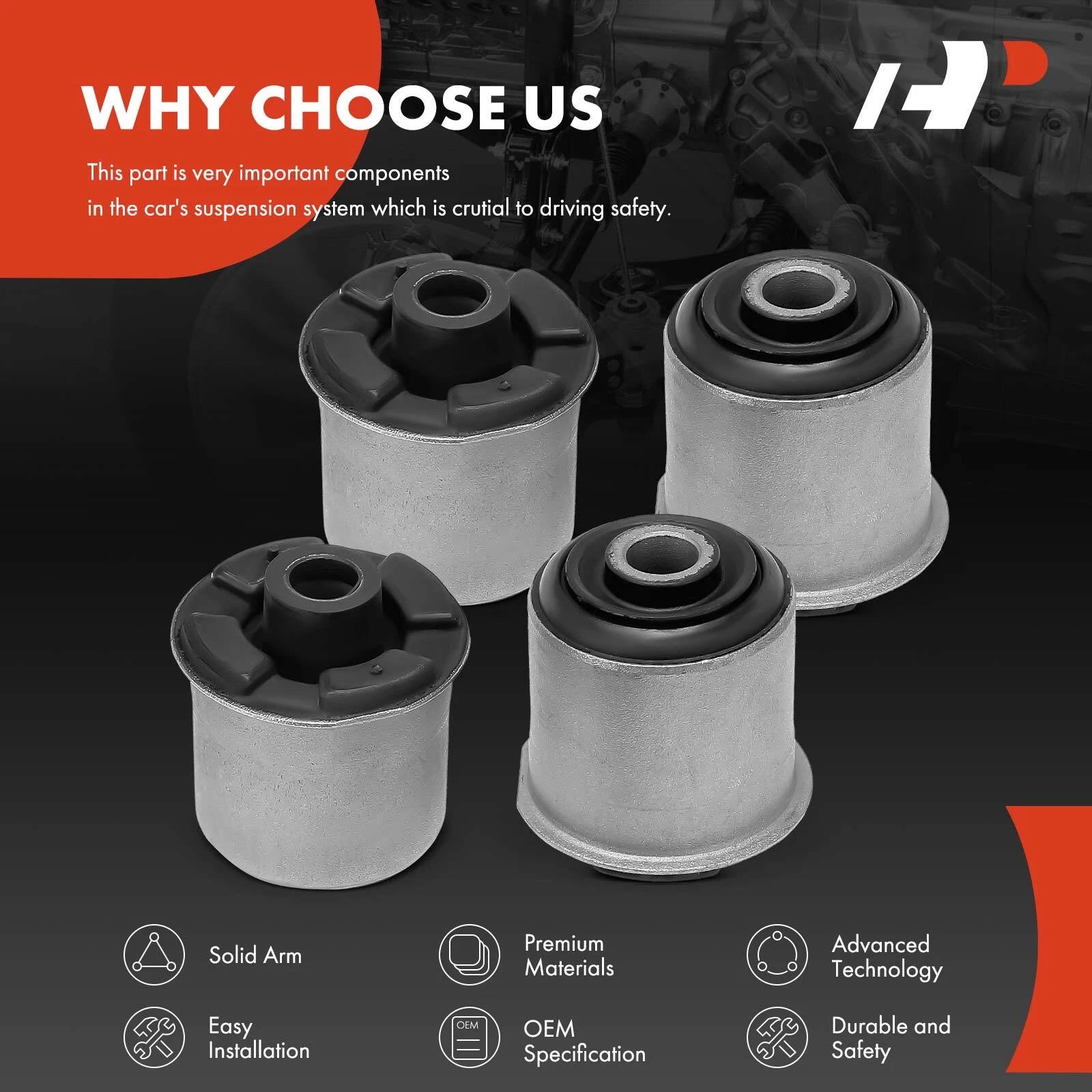 Set of 4 Front Lower Bushings for Jeep Liberty (2002–2012) Dodge Nitro