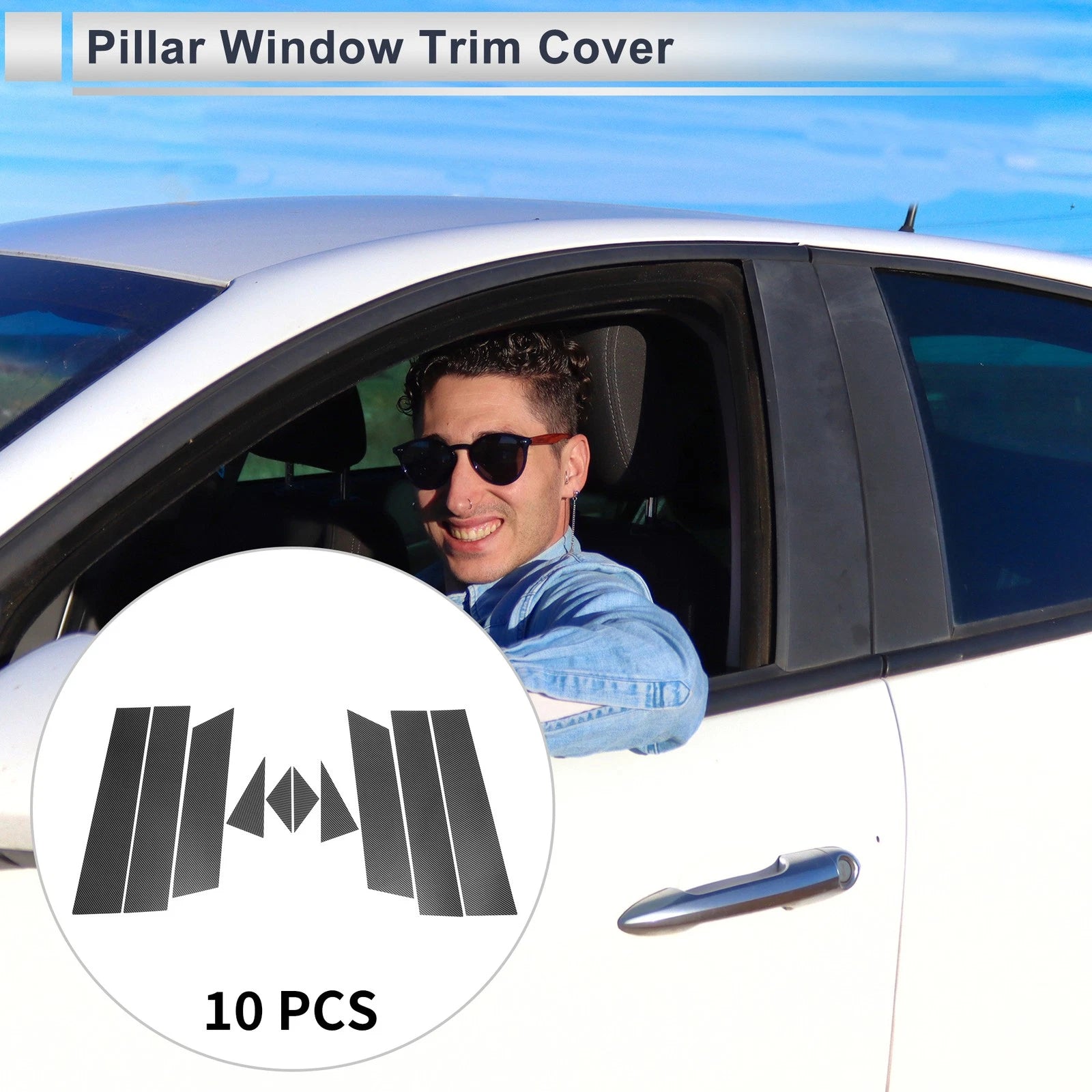 10 Pcs Door Pillar Window Trim for Mazda CX-5 (2017–2024) Carbon Fiber