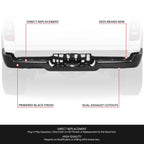 Rear Bumper Facebar for Ram 1500 (2019–2024) Black w/o Sensor Holes Dual Exhaust