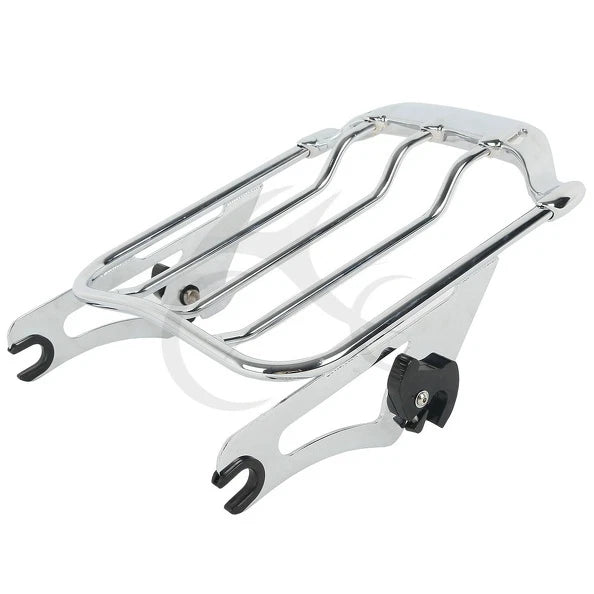 Black/Chrome Detachables Luggage Rack for Harley Road King/Glide (2009–2024)