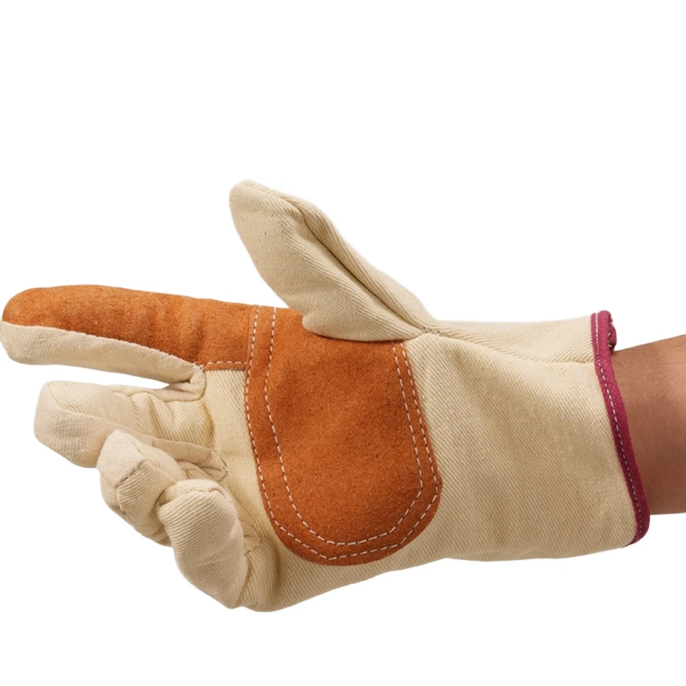 Beige Canvas Work Gloves for Welding and Fabrication