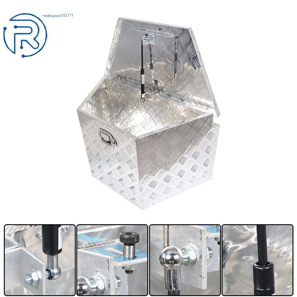 29" × 15" Aluminum Silver Trailer Tool Box for Camper Flatbed RV