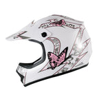 Youth ATV Helmet DOT Full Face Off-Road Racing for Kids - Pink/White (S-XL)