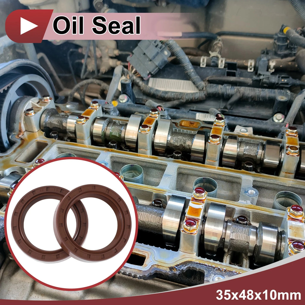 Set of 2 Oil Seal Rotary Shaft Seal FKM Rubber 35x48x10mm