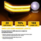 Amber White LED Strip Tow Mirror Marker Lights for Chevy Silverado GMC Sierra (2022–2023)