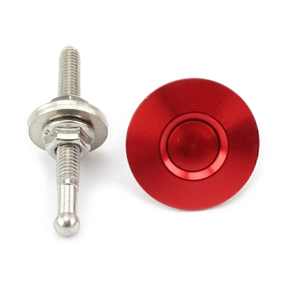 Red Push Button Quick Release Hood Pins for Universal Cars