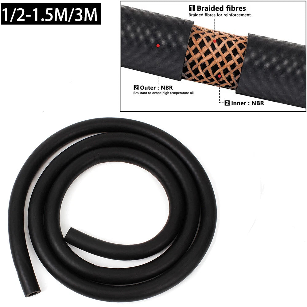Fuel Line Hose for Gas Applications (5FT/10FT) Rubber NBR 1/2"