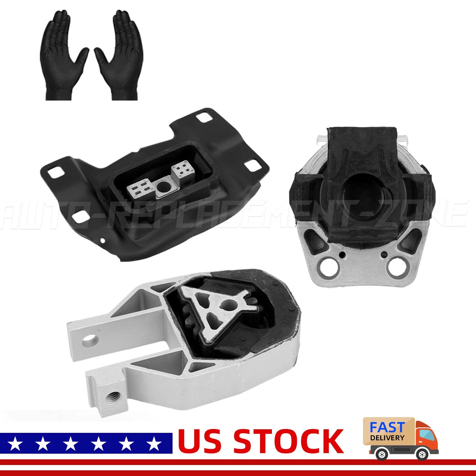 3PCS Engine & Transmission Mounts for Ford Focus (2012–2018) L4-2.0L