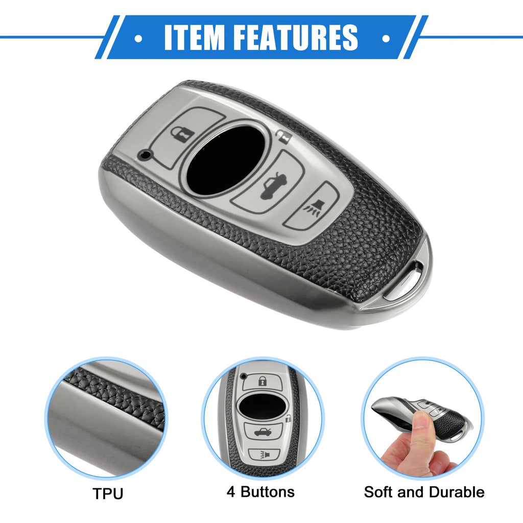 Set of 4 Button Smart Remote Key Shell for Subaru Ascent (2019–2022) TPU Silver Tone