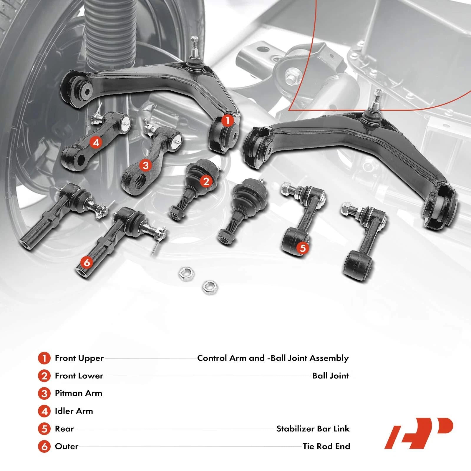 10x Control Arm with Ball Joint Sway Bar Link for Chevy GMC