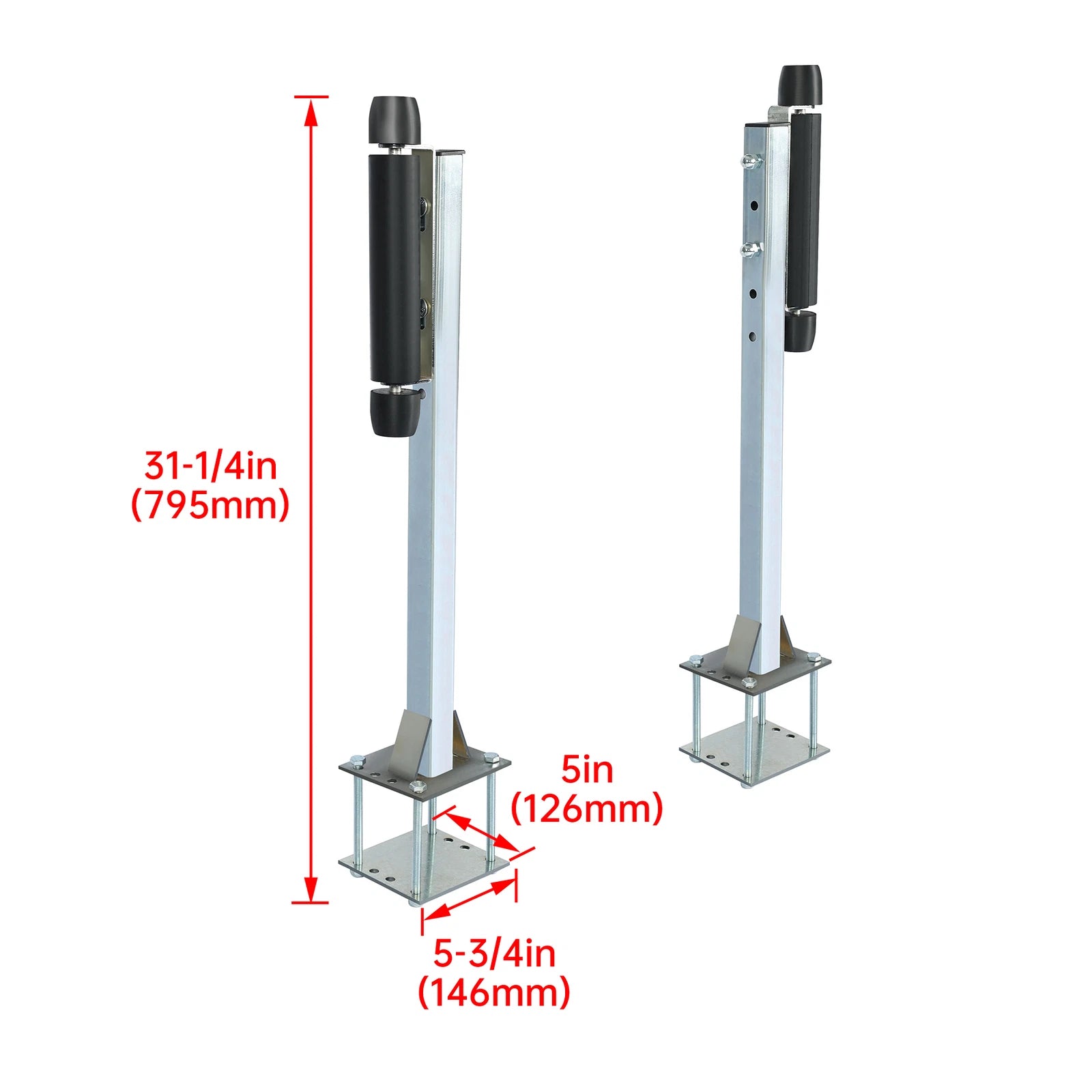 Pair Zinc-Plated Steel Roller Guide-On for Boat Trailer (Sailboat)