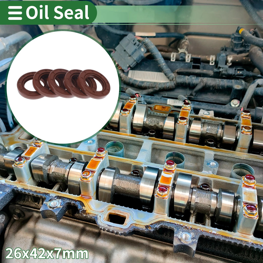 Set of 5 Oil Seal Rotary Shaft Seal FKM Rubber 26x42x7mm