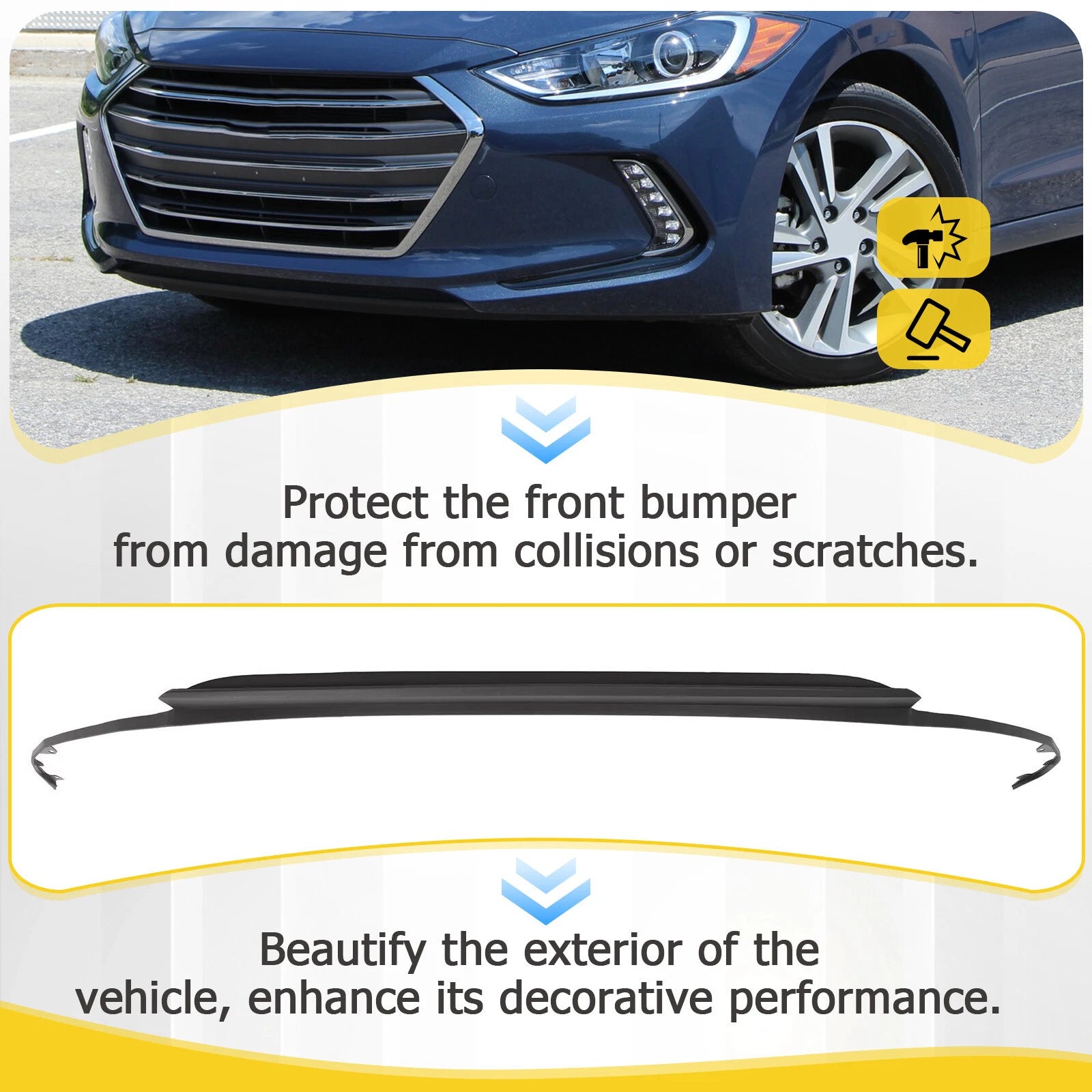 Front Grille Lower Deflector Lip for Hyundai Elantra (2017-2018)