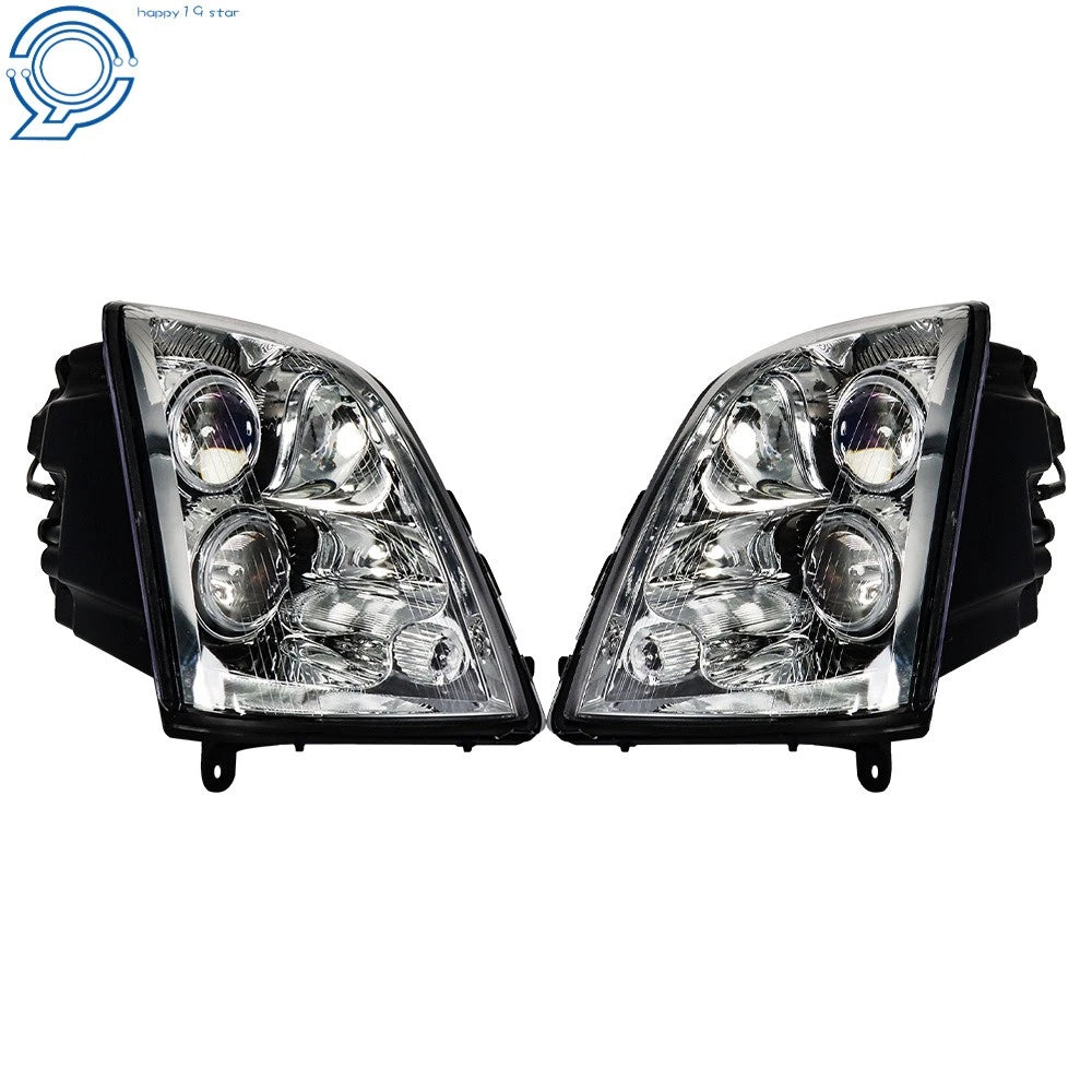 Set of 2 Headlights for Cadillac STS (2005–2011) Halogen Clear Lens Black Housing