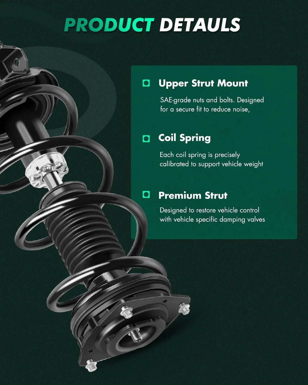 Complete Struts Shocks Absorber w/Springs for Nissan Rogue (2012–2015)