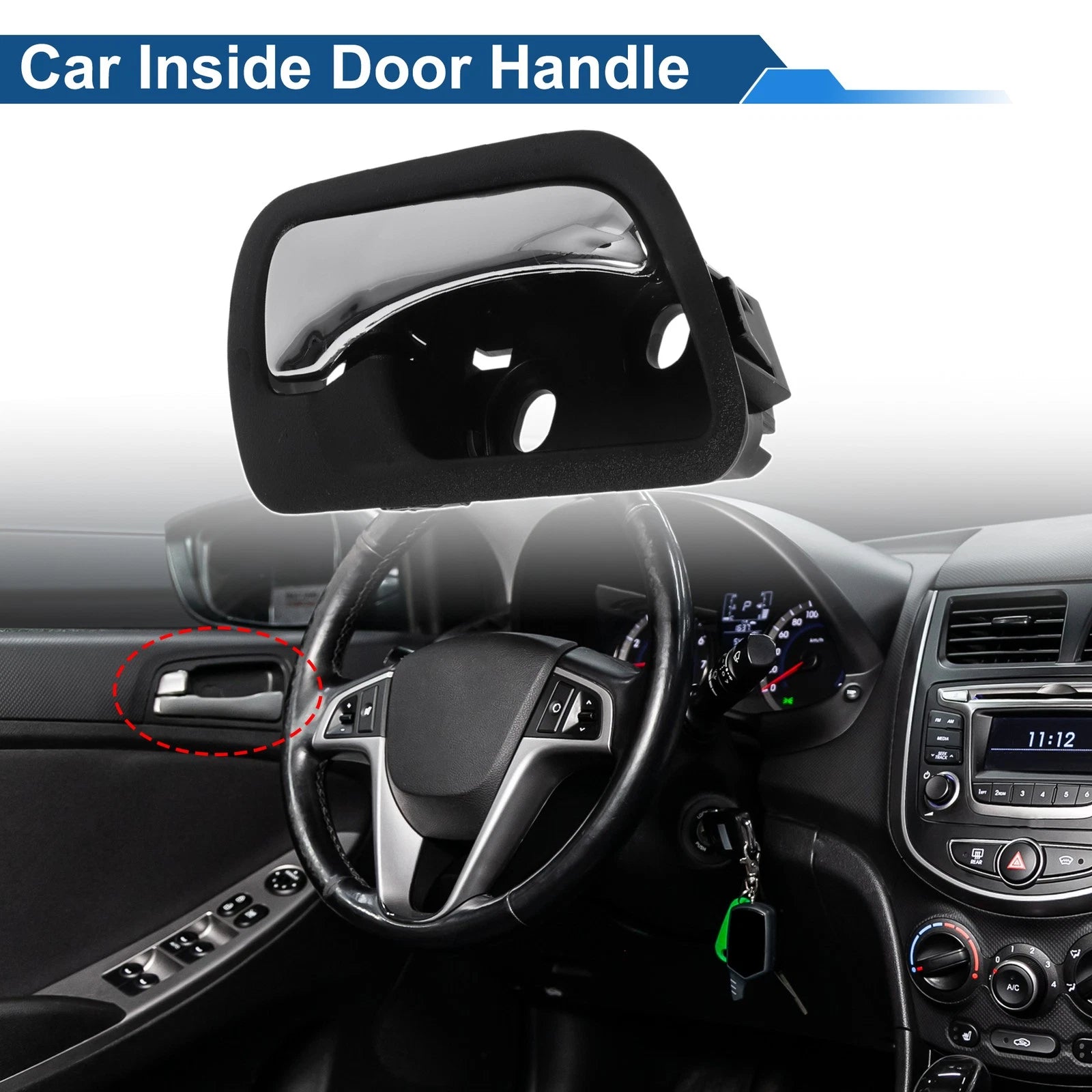 Front Driver Side Interior Door Handle for Honda Accord (2003–2007) Black Chrome