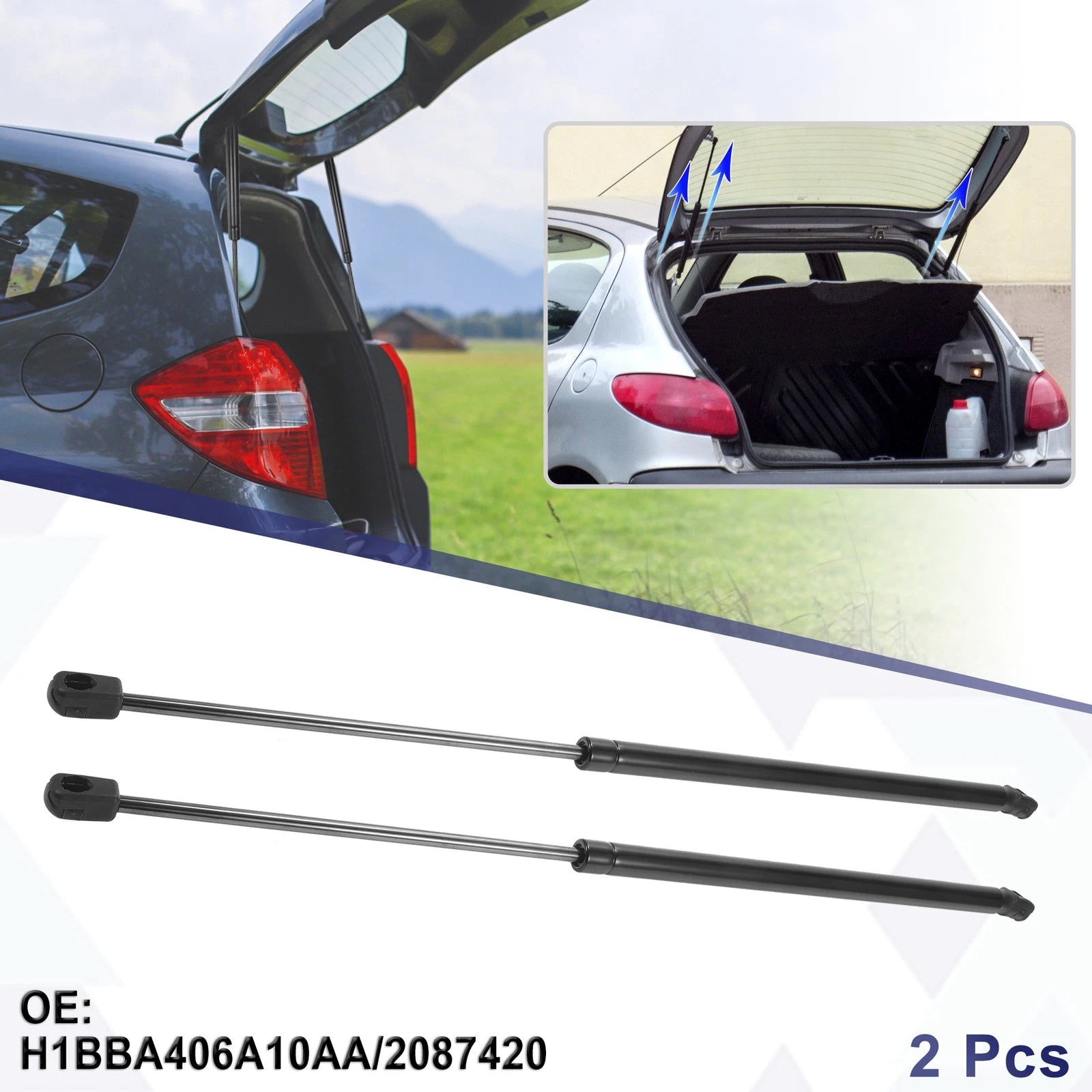 Set of 2 Gas Struts for Ford Fiesta Mk7 (2017–2024) No.H1BBA406A10AA