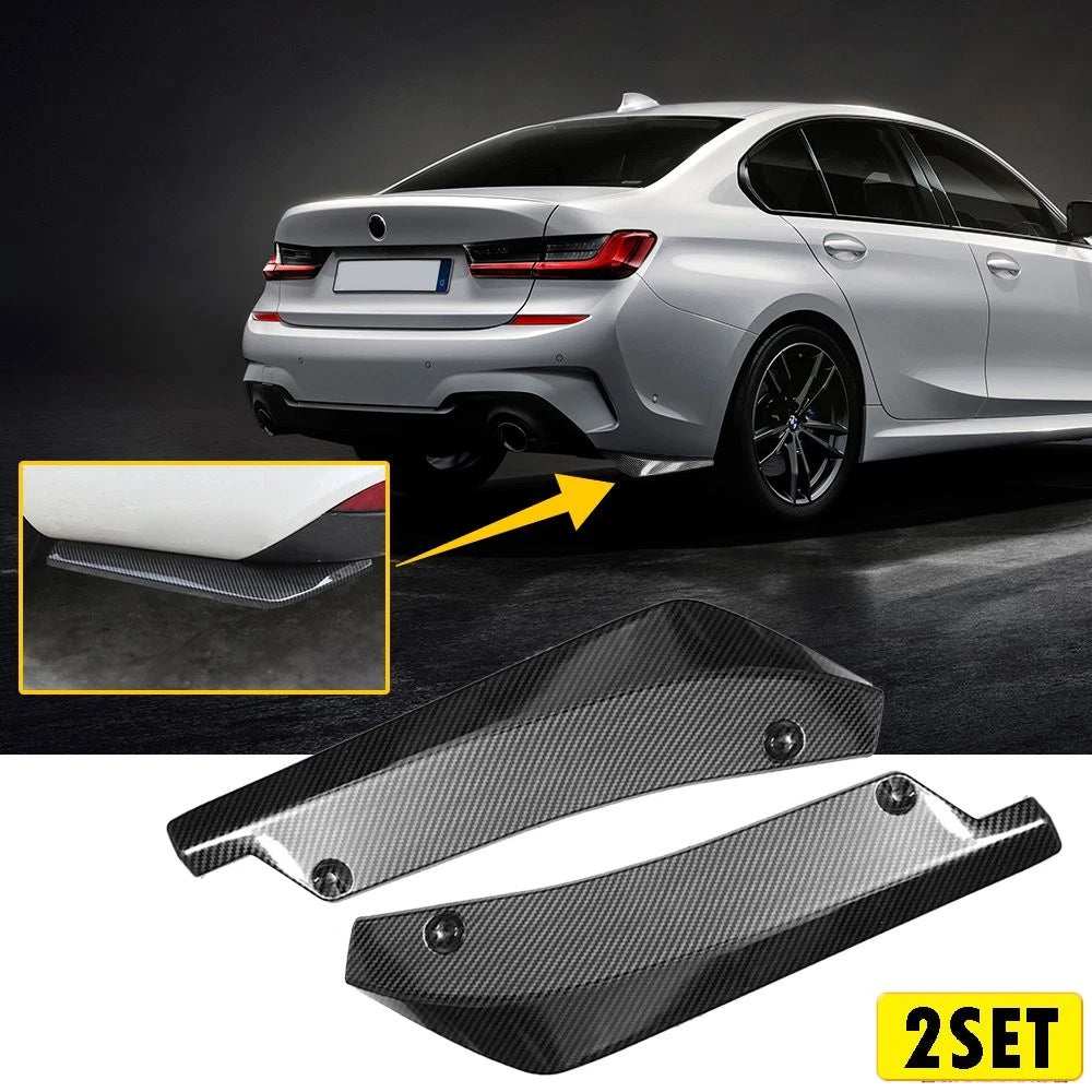 4X Carbon Fiber Rear Diffuser Lip Splitter Canard Protector for Universal Fit