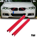 Pair ABS Front Grille Trim Strips Cover Red for BMW 5 6 7 Series 