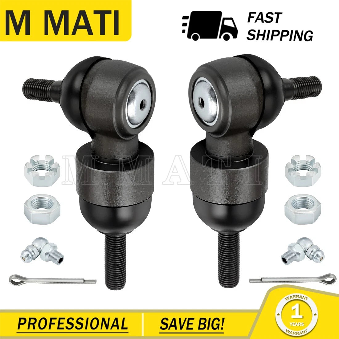 Set of 2 Tie Rod Ends for E-Z-Go Medalist TXT Golf Carts (1994–2001.5) #70192-G01