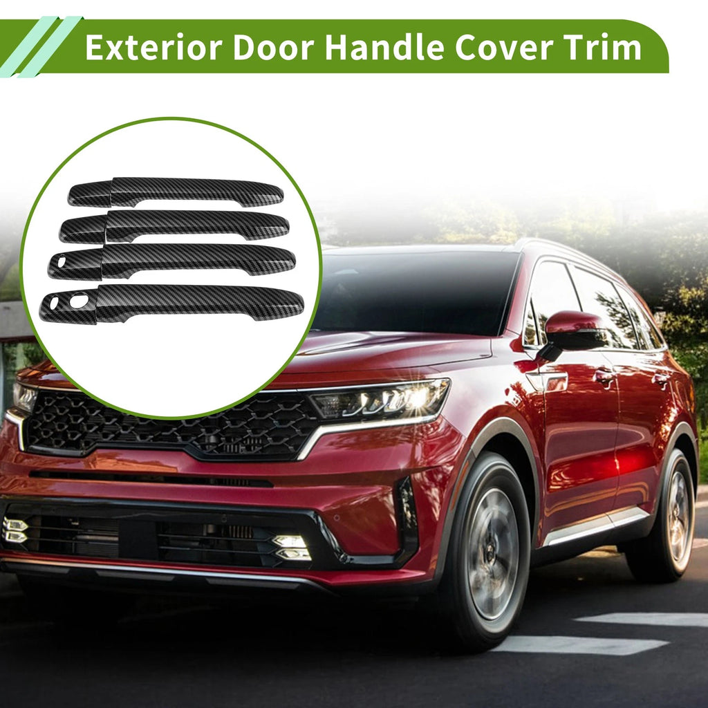 Exterior Door Handle Cover Trim for Kia Sorento MQ4 (2021–2025) Carbon Fiber Black