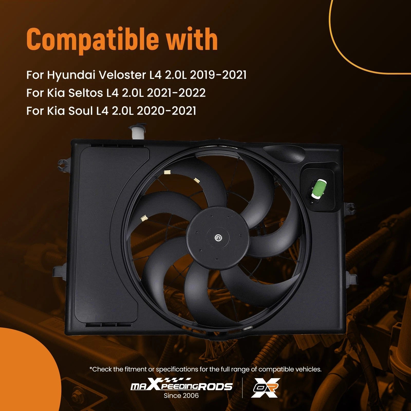 Radiator Cooling Fan Assembly for Hyundai Veloster L4 2.0L (2019–2021) 25380J3140