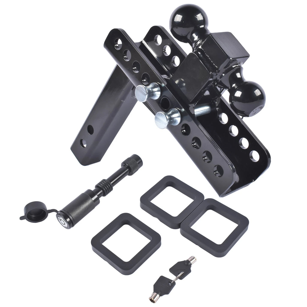 Adjustable Trailer Hitch 8" Drop/Rise w/ 2" & 2-5/16" Ball for 2" Receiver