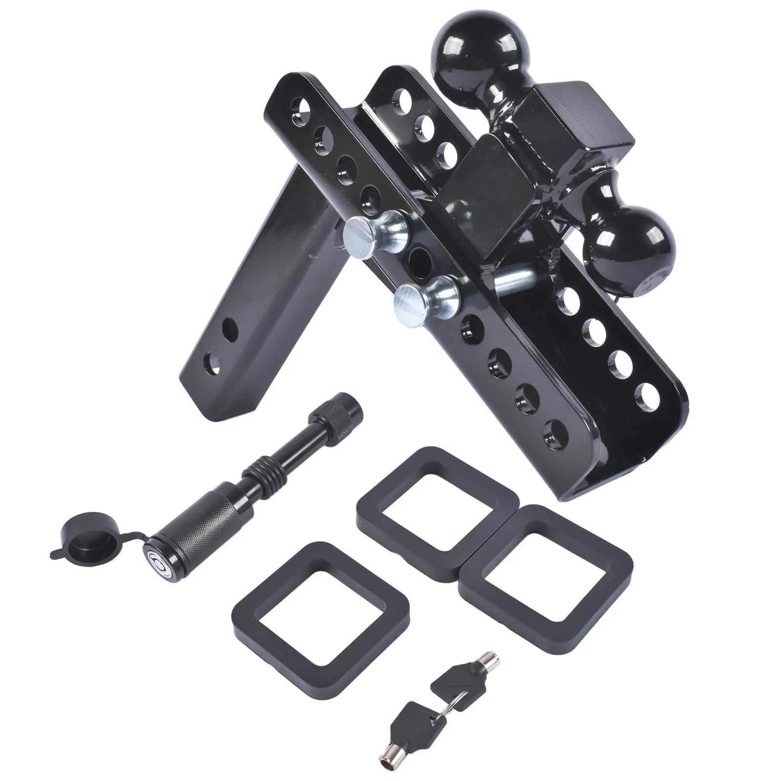 Adjustable Trailer Hitch 8" Drop/Rise w/ 2" & 2-5/16" Ball for 2" Receiver