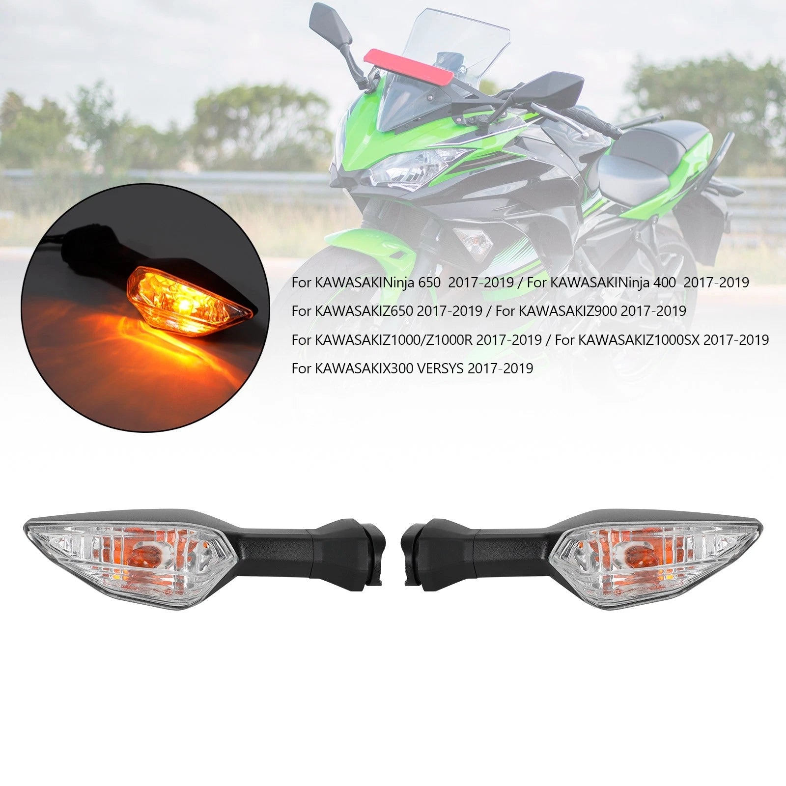 Turn Signal Light Indicator Lamp for Kawasaki Ninja 400 Z650 Z900 Z1000 (2017–2023)