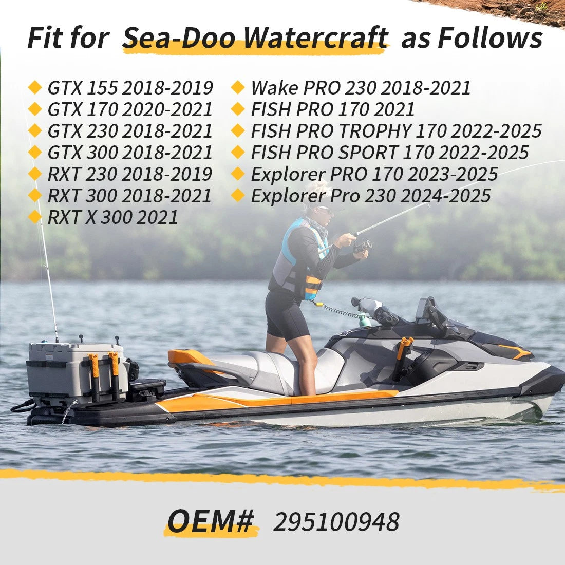Left Cup and Rod Holder Support Kit for Sea-Doo RXT GTX Wake FISH Pro (2017–2023)