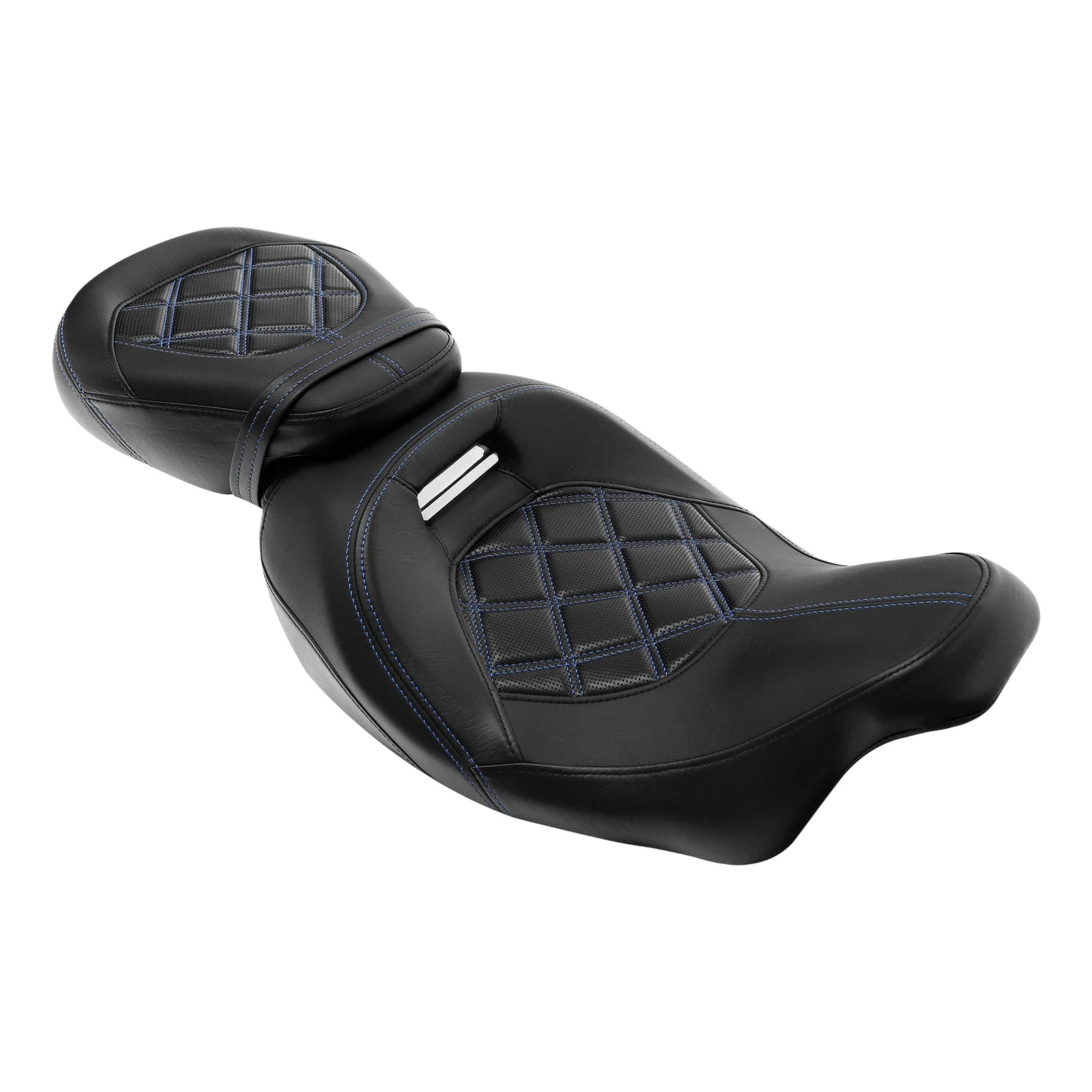 Gel Driver Passenger Seat for Harley Street Tri Glide (2009–2023) Black Blue