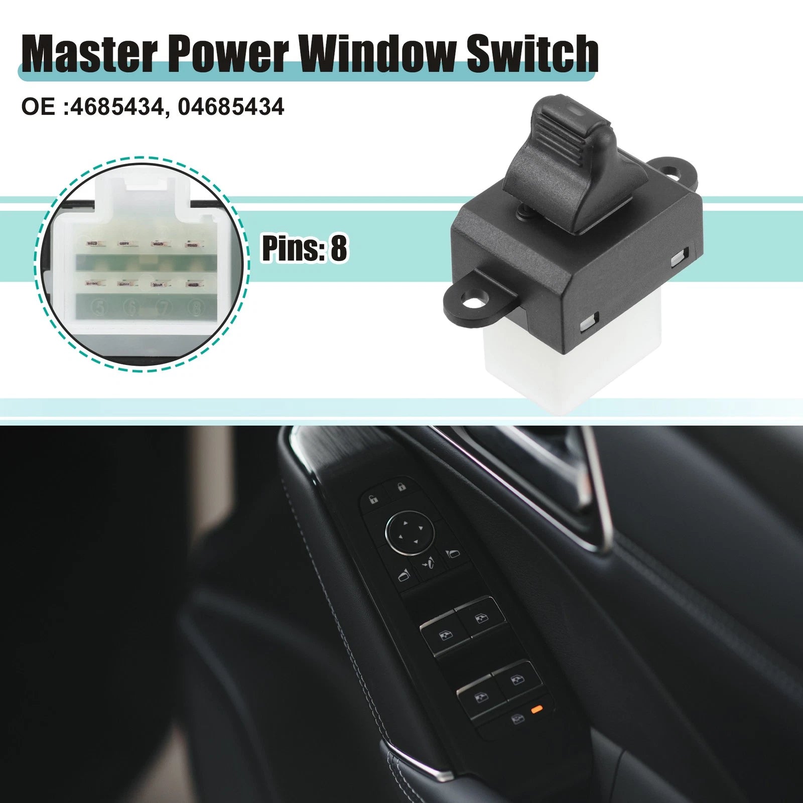 Rear Right Side Master Power Window Switch for Dodge Viper (2001) No. 4685434
