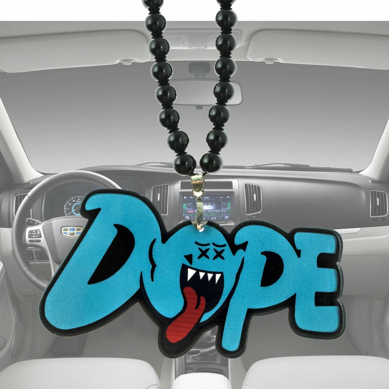 Ghost Letter Dope Car Rearview Mirror Hanging Charm for JDM Mario (---)