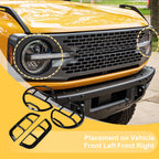 Set of 2 Headlight Trim Bezels for Ford Bronco (2021–2023) Gloss Black