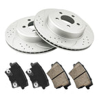 Rear Drilled Slotted Rotors and Pads for Chrysler 300 and Dodge Challenger (2011–2014)