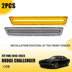 2X Clear Lens Amber LED Front Sidemarker Light for Dodge Challenger (2015–2023)